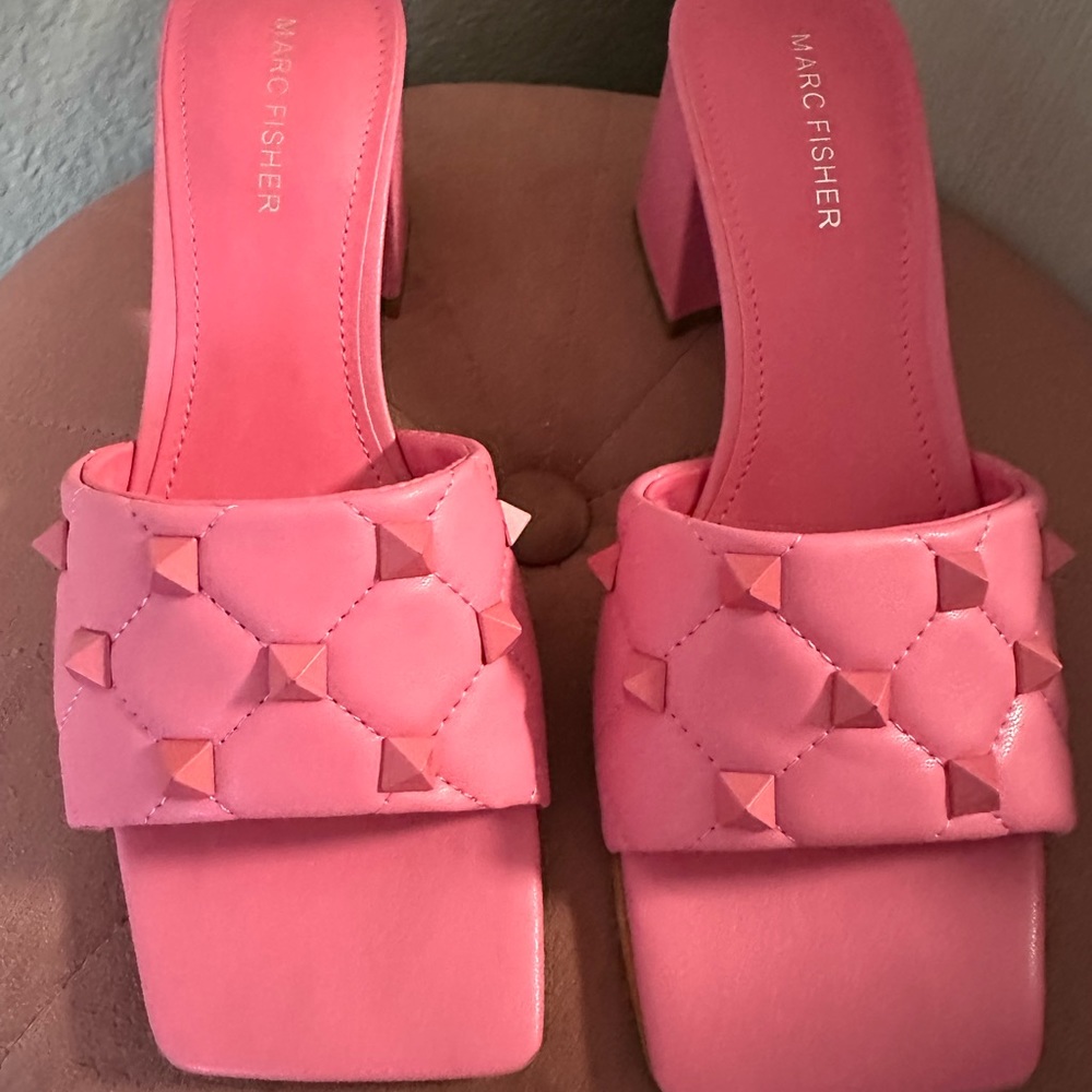 Pink Marc Fisher Block Heel Summer Shoes (Sandal Style)